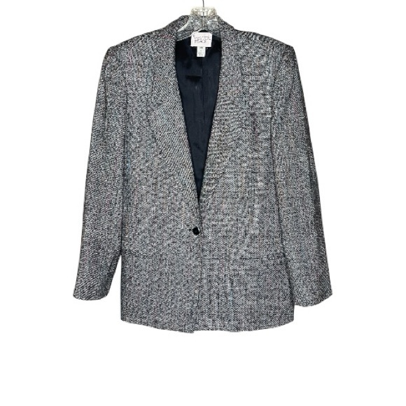 Vintage Jackets & Blazers - Vintage 80’s Bretton Place Gray Tweed Blazer and Skirt Sz 8